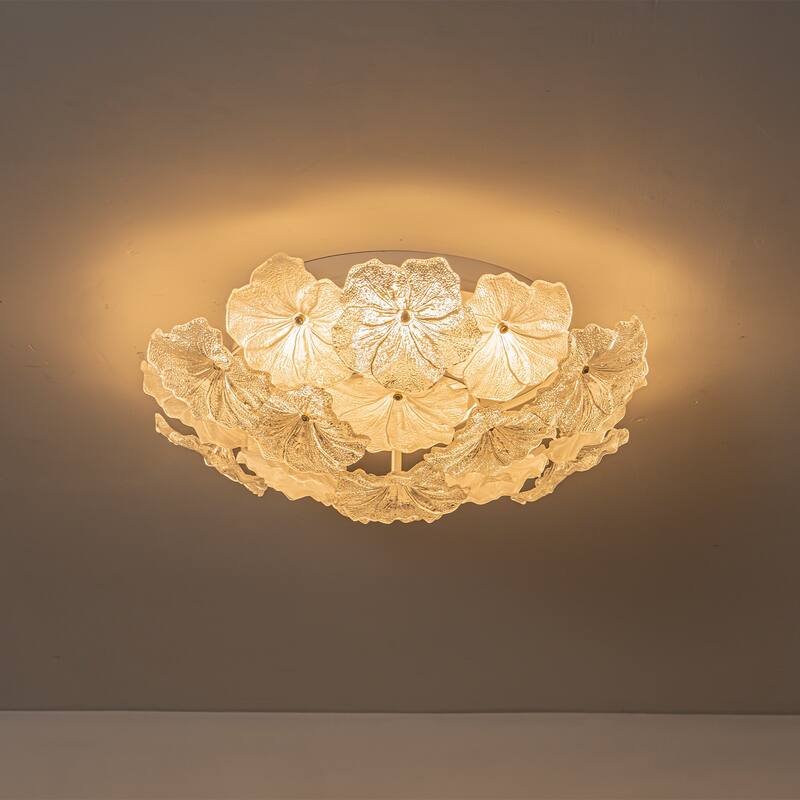LED Flush Mount Ceiling Light with Clear and Frosted Glass Petal Design