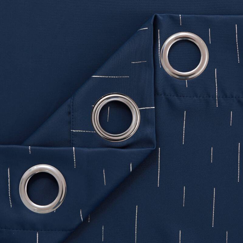 Deconovo Foil Print Striped Room Darkening Curtains Set of 2
