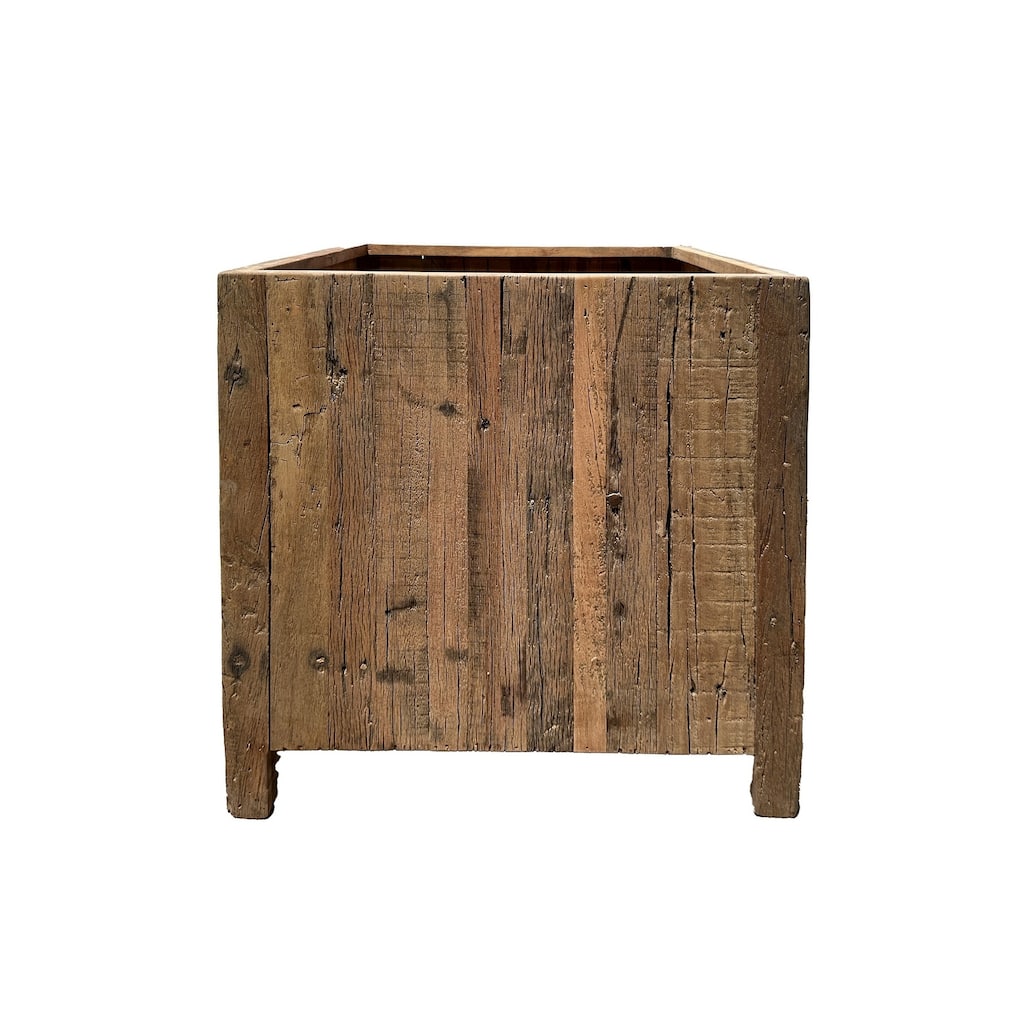 Large Wooden Planter Natural H 29.5" & L 24.5"