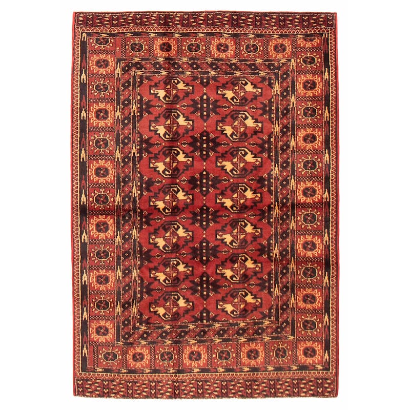 Teimani Red Rug 4'1" x 5'9" - 4'1 x 5'9 - Red - 4'1 x 5'9