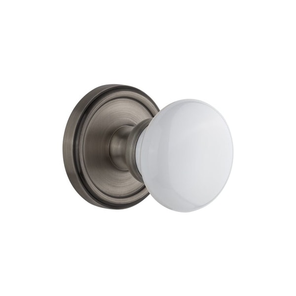 Grandeur GEOHYD_PSG_238 Georgetown Solid Brass Rose Passage Knob Set with Hyde Park Knob and 2-3/8" Backset