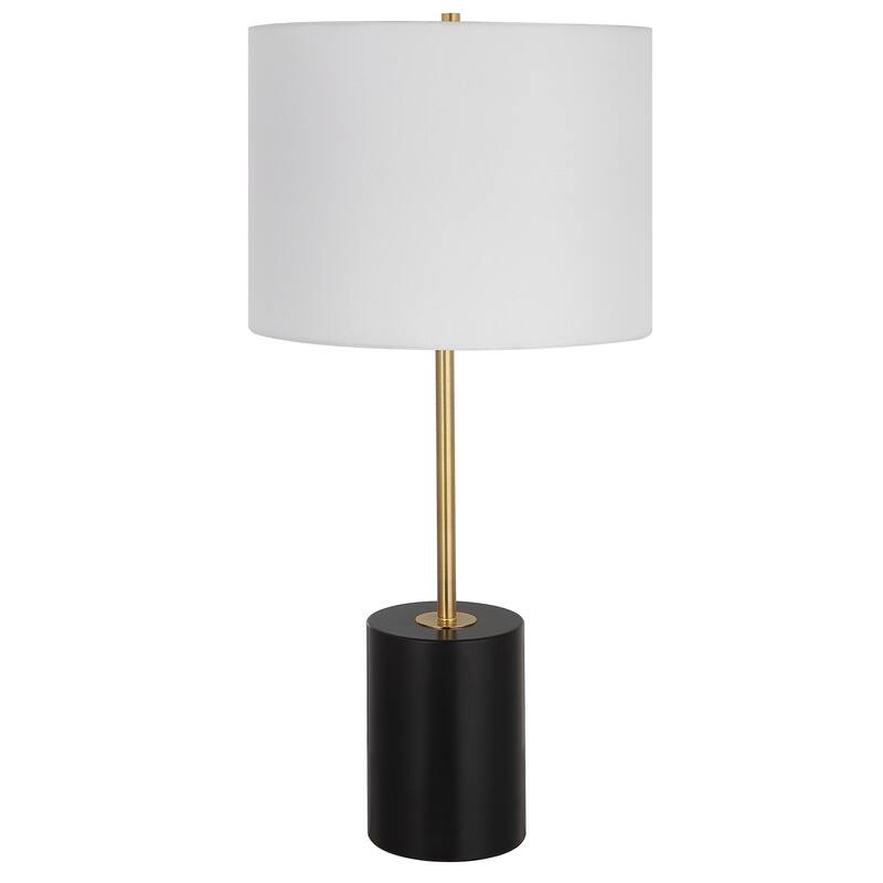 Contemporary Black Table Lamp with Round Hardback Shade - 13"D x 13"W x 27.5"H