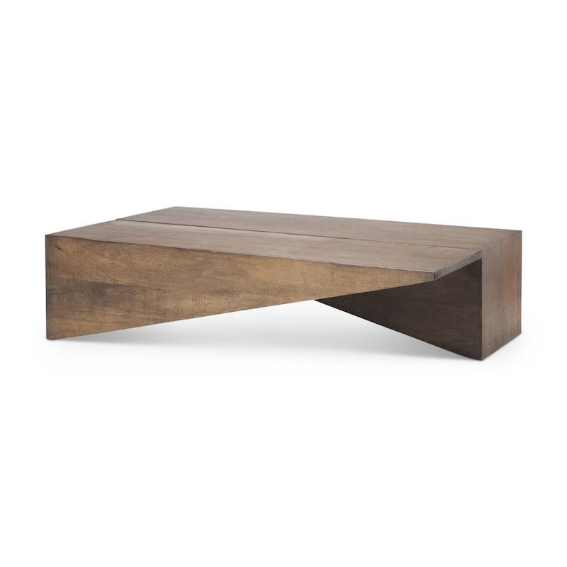 West Medium Brown Solid Wood Angular Coffee Table - 58.5"L x 19"W x 19"H