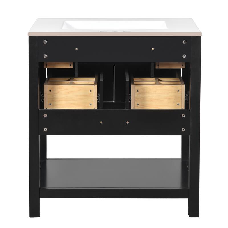 60'' Freestanding Bathroom Vanity Set with White Integrated Ceramic Sink - 60'' x 18'' x 34''