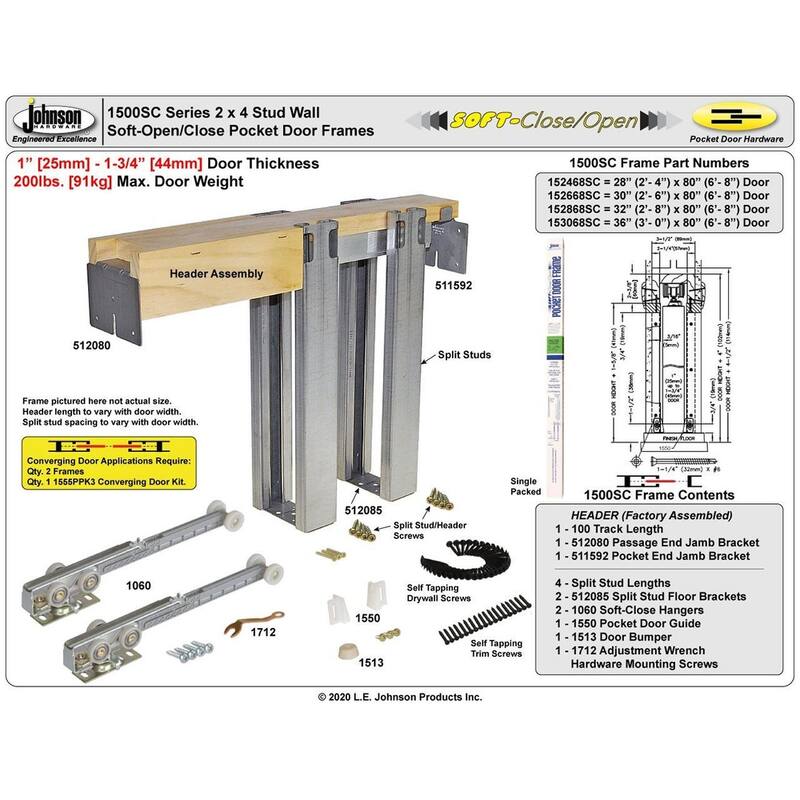 Johnson Hardware 154070SC 1500SC Series 48" x 84" Soft-Close Pocket