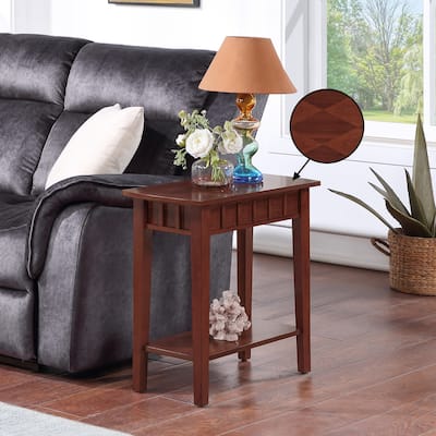 End Table with Shelf Unique Diamond Shaped Tabletop Two-Tier Storage Solid Wood Legs Modern Accent Furniture Piece - 12