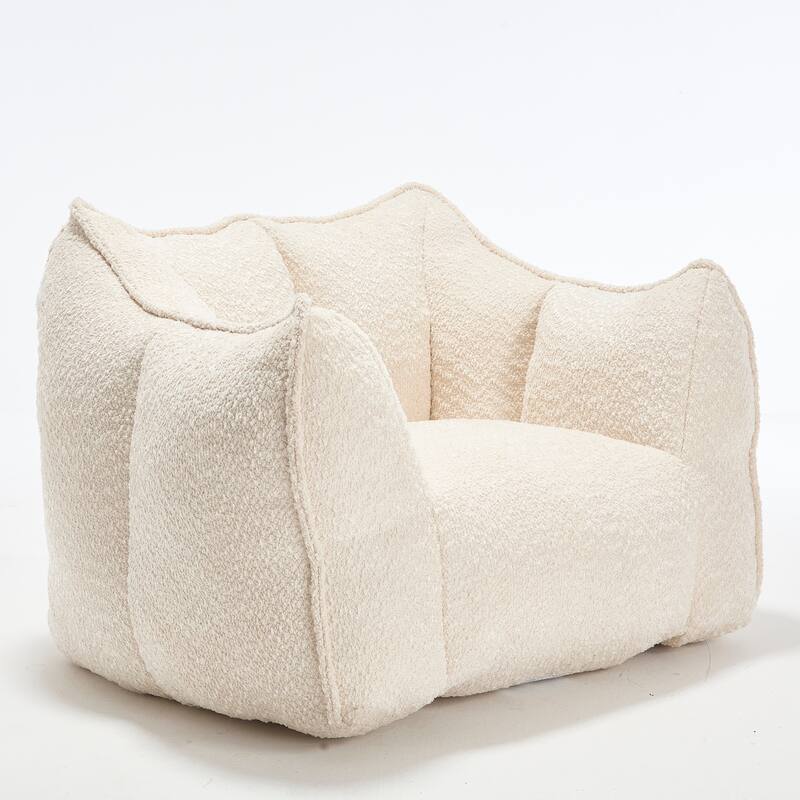 Chenille Square Bean Bag Chair, High Resilience Foam Lounge Chair, Cozy Aldult Lazy Sofa with Curved Armrests and Backrest