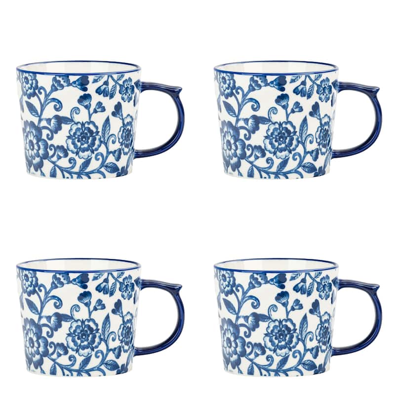 10 Strawberry Street Madison Flora Mugs, Set of 4