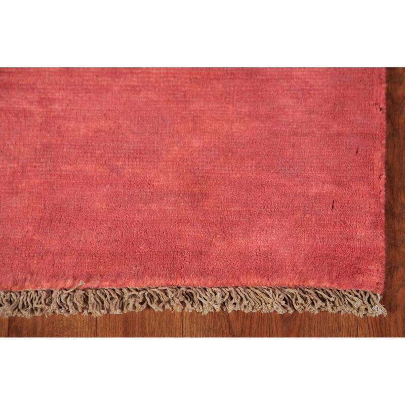 Pink Gabbeh Oriental Runner Rug Hand-Knotted Wool Carpet - 3'2" x 12'3"
