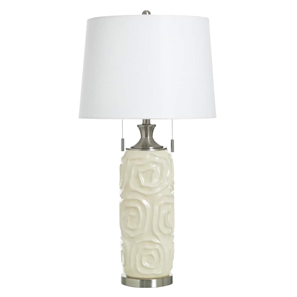 StyleCraft Ceramic Table Lamp - Kastov Cream - White Fabric