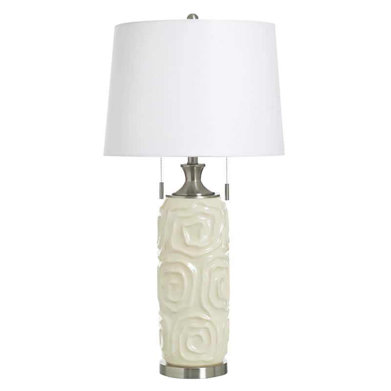 StyleCraft Ceramic Table Lamp - Kastov Cream - White Fabric - Kastov Cream
