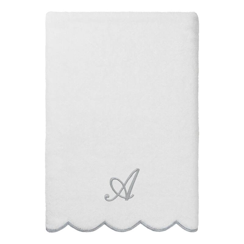 Authentic Hotel and Spa 100% Turkish Cotton Grey ADORNIA Scallop Personalized 3 Piece Towel Set - 3 Piece Set