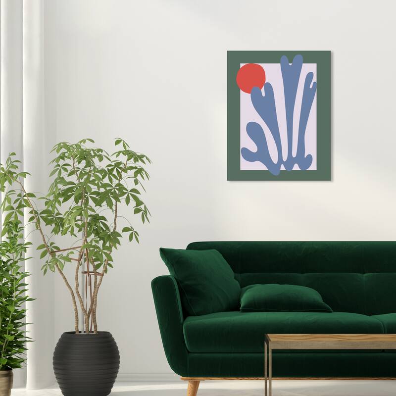 Wynwood Studio Abstract Plant and Moon III Green and Lilac Mid-Century Modern Wall Art Canvas Print - 24 x 20