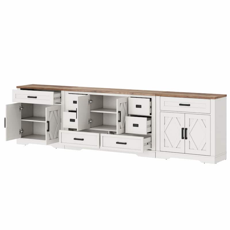 Large TV Stand,3/4-in-1 Farmhouse TV Console Table with Storage Barn Door Cabinet