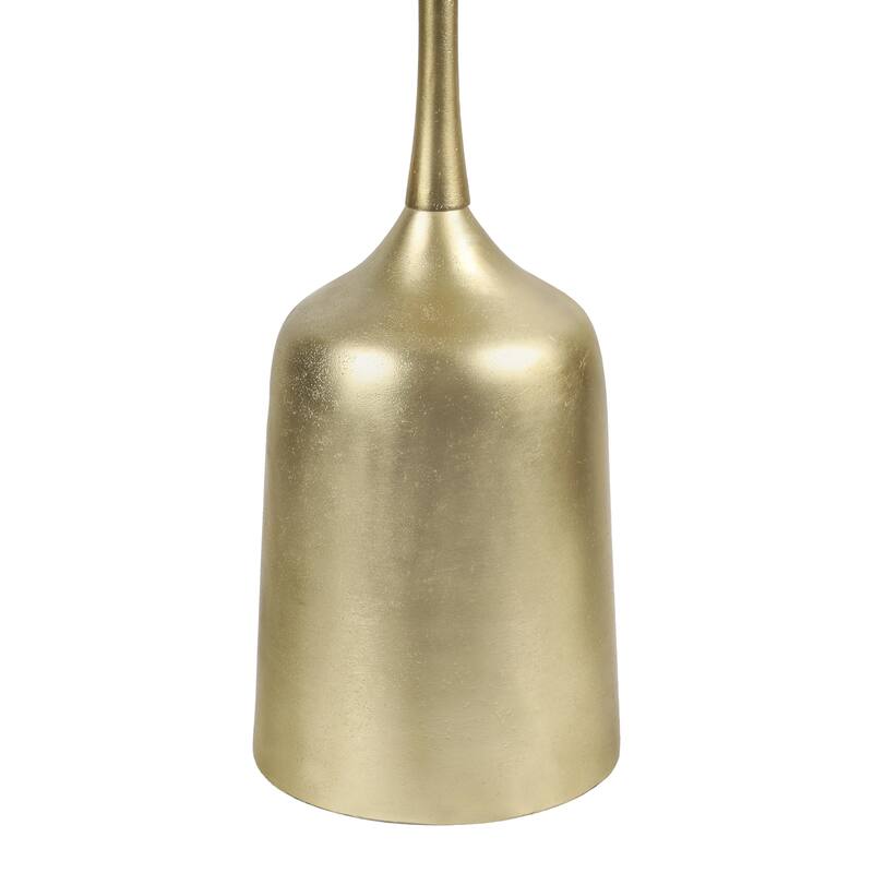 Pip 20.25″ Metal Drink, End Table w/ White Marble Round Top & Bell Pedestal Base, By JONATHAN Y