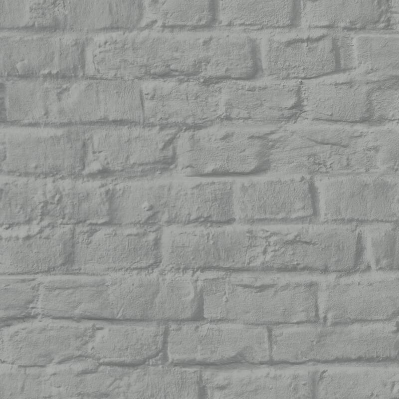 Galerie Wallcoverings The Loft Collection Brick Effect Matte Finish Vinyl on Non-woven Wallpaper Roll - 33-feet long x 21-inches wide - Grey