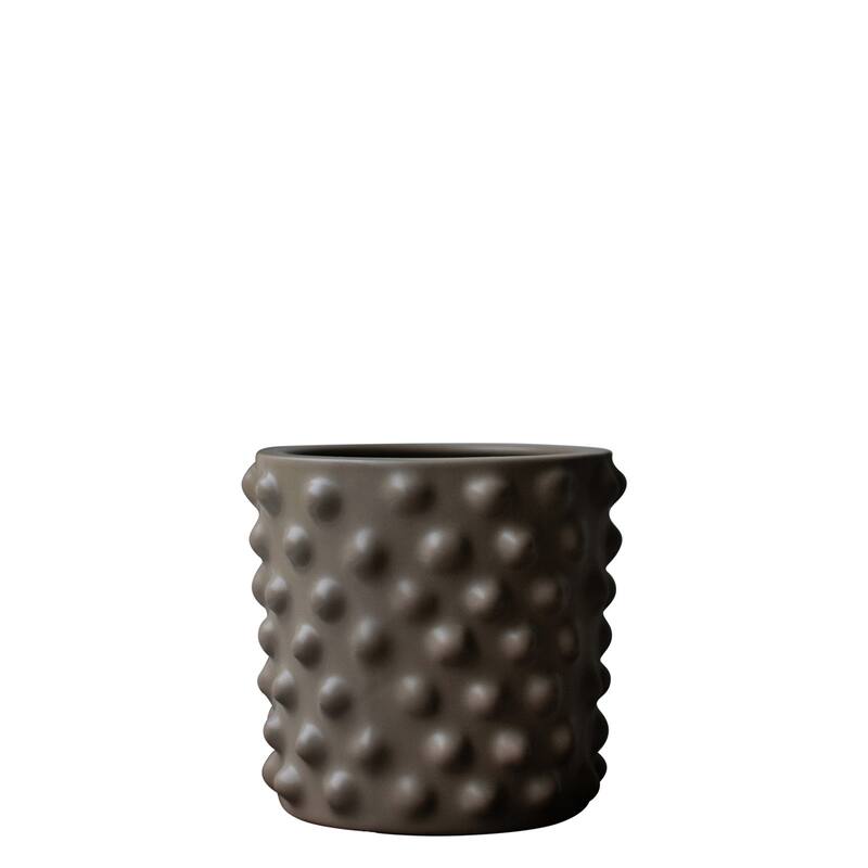 Round Ceramic Flower Pot - 6" - Gray