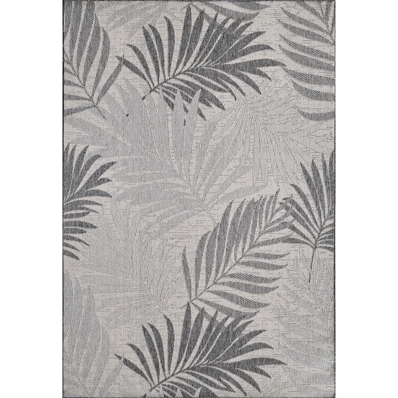 Domani Speak Tropical Palm Indoor / Outdoor Area Rug - 7'10" x 10'10" - Grey