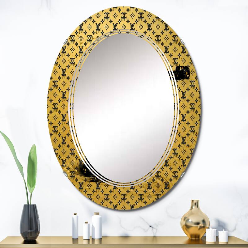 Designart 'Gold Designer Pistol II' Printed Fashion Gun Wall Mirror - 24in.x36in.