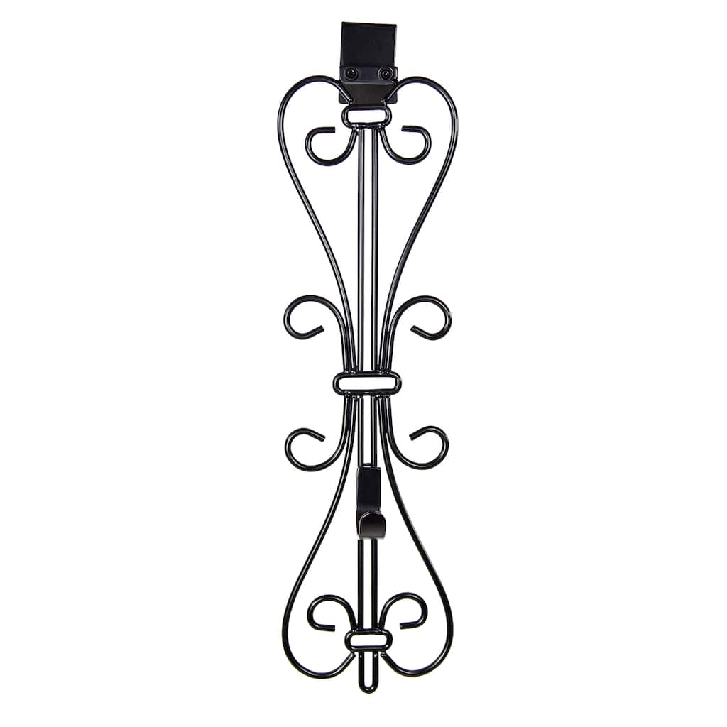 Adjustable Wreath Hanger for Door - Elegant (Black) - Black