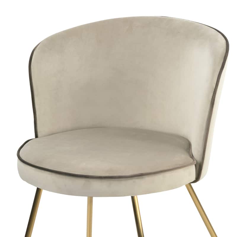 Set of 2 Anila Beige Velvet Dining Chair with Contrasting Piping