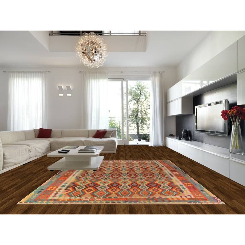 Kilim Oriental Rug Flatweave Reversible Multi-Color Wool Carpet - 10'2"x 13'4"