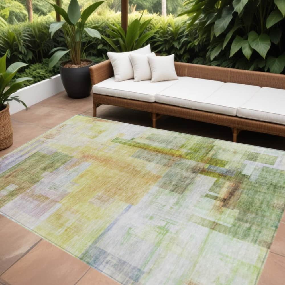 HomeRoots Abstract Transitional Rectangle Outdoor Rug