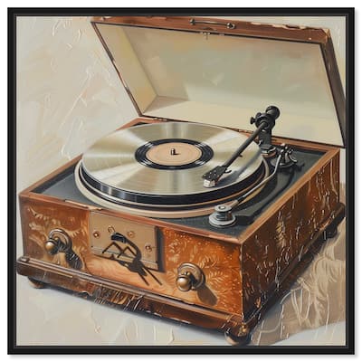 Notoriart Vintage Record Player Framed Bar Cart Art For Men