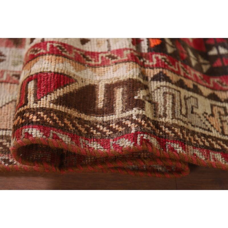 Hand Knotted Oriental 100% Wool Carpet Traditional Tribal Red Lori Area Rug - 7' 6'' X 3' 11''