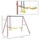 preview thumbnail 7 of 6, Outsunny Metal Swing Set with Glider, Two Swing Seats and Adjustable Height, Outdoor Heavy Duty A-Frame - Multicolor