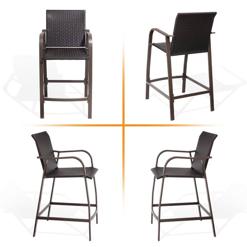 26.4"/31.9"H Height Upholstered Solid Wood Swivel Bar Stools