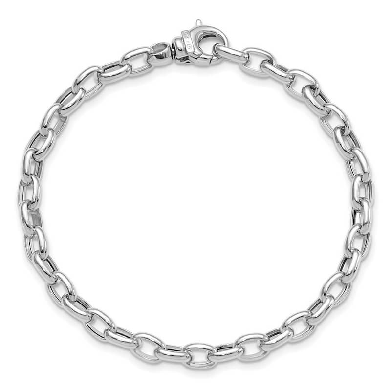 Curata 4.98mm 14k White Gold Hollow Polished Fancy Link Bracelet 7.5 Inch