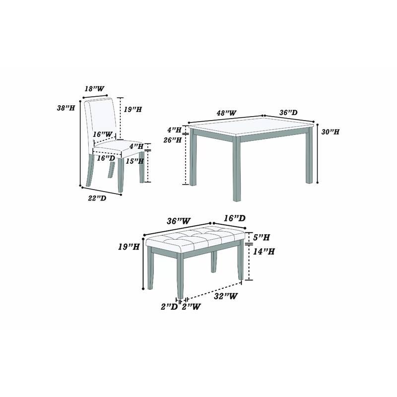Wesley 5pc Dining Table Set, White Faux-Leather, Faux Marble, Cherry Brown