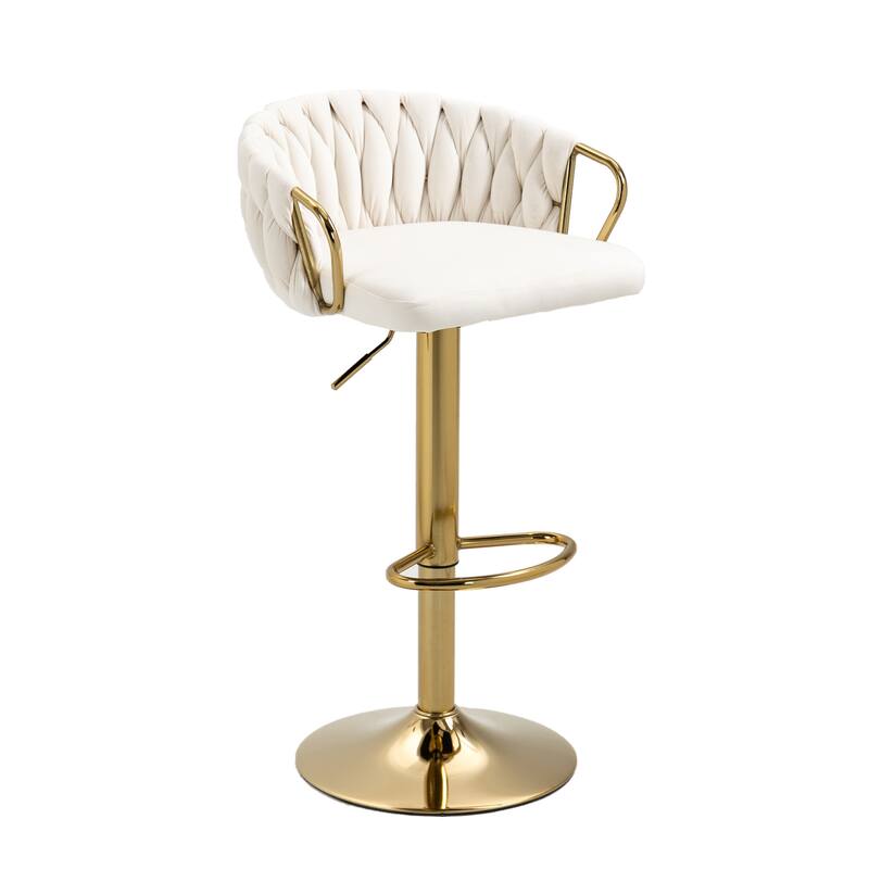 Set of 4 Adjustable Tufted Bar Stools with Backs