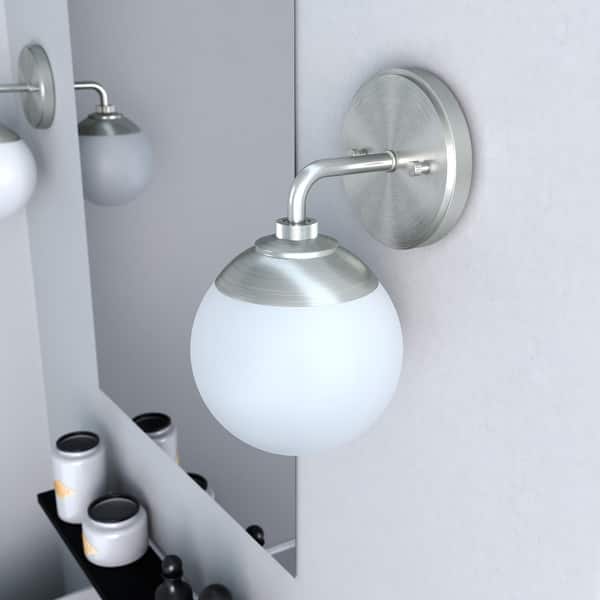 slide 2 of 13, Hunter Hepburn 1 Light Sconce Wall Light - Hallway, Bathroom - Vintage, Mid-Century Modern, Glam - Damp Rated! Brushed Nickel