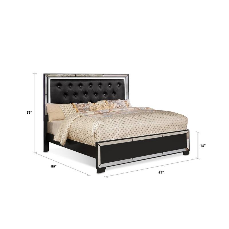 Everly a Crystal Tufted with LED lightning Bedroom Set