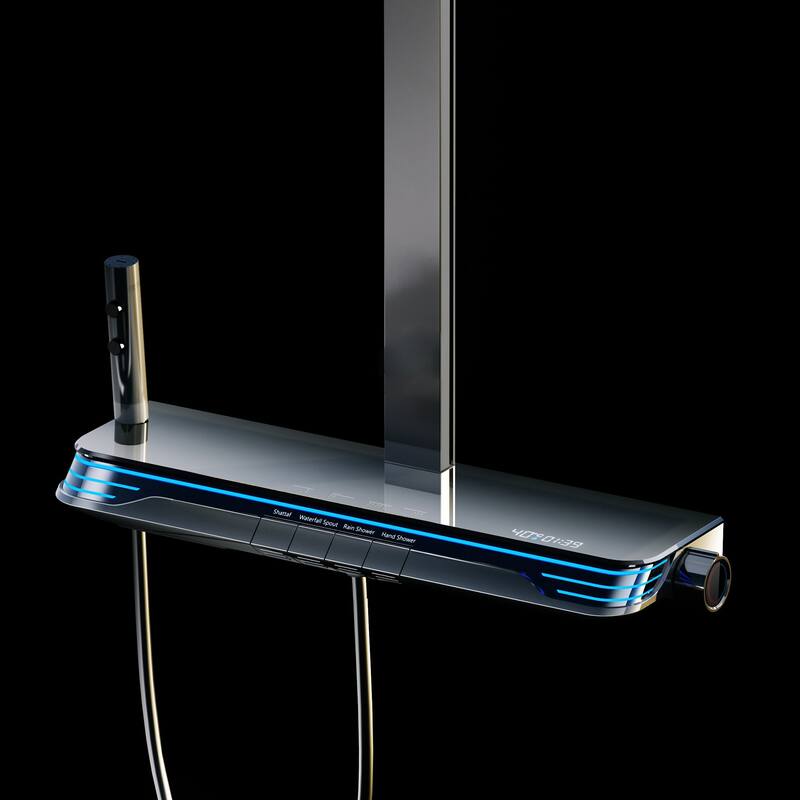 12.99" Brass LED Digital Display Shower System, Thermostatic Shower Faucet Set with Rough in-Valve