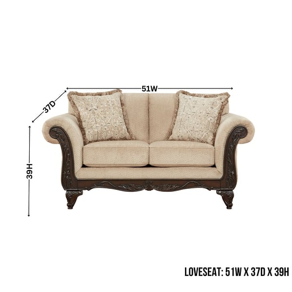 dimension image slide 2 of 4, Hernen Carved Wood Frame 5-Piece Living Room Set