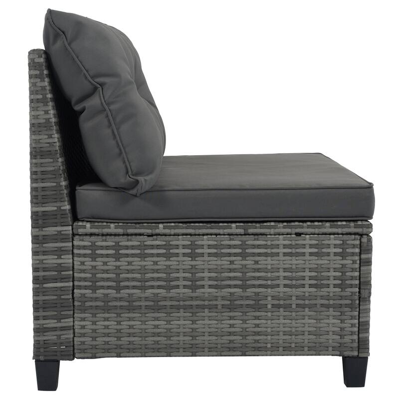 Convertible Sectional Sofa Set Half-Moon Conversation Sets Curved 8-pieces PE Wicker Sofa Set with Coffee Table, All Weather