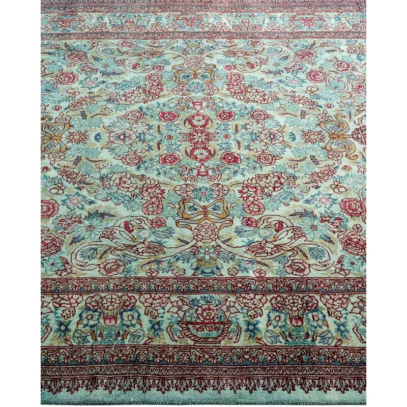 Overton Hand Knotted Wool Vintage Inspired Modern Contemporary Overdyed Blue Area Rug - 4' 1" x 6' 7"
