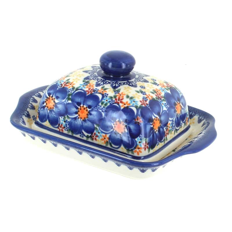 Blue Rose Polish Pottery 67 Vena Butter Dish