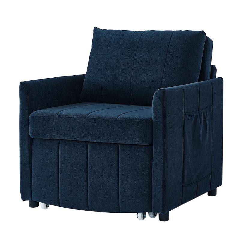 Roomfitters Convertible Sleeper Sofa with Pull-Out Bed 5-Position Adjustable Backrest Side Pockets & Storage Basket