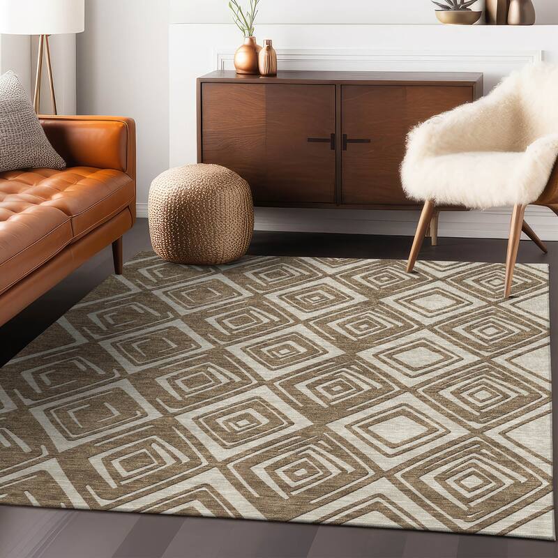 Machine Washable Indoor/ Outdoor Chantille Contemporary Diamonds Rug
