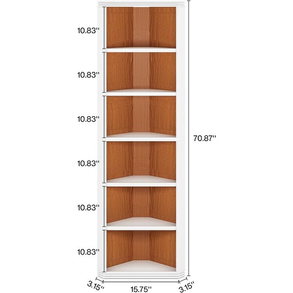 7 Tiers Corner Shelf, 70.87 Inches Tall Corner Bookshelf, Modern