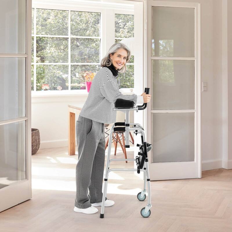 Costway Versatile Rolling Walker All Terrain Stand-Assist Walker with - See Details
