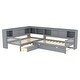 preview thumbnail 32 of 34, L-Shaped Twin Platform Bed with Trundle, Solid Wood Frame, Built-In Drawers & Shelves, No Box Spring Needed