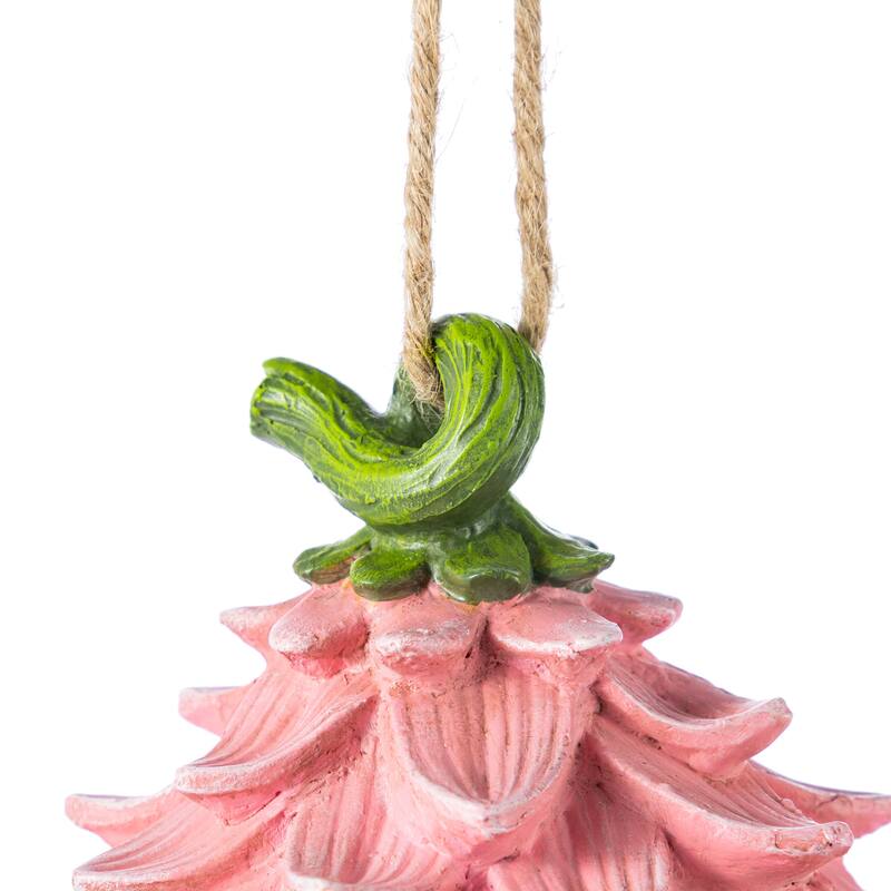 Glitzhome 9''H Resin Pink Yellow Roof Outdoor Garden Birdhouse