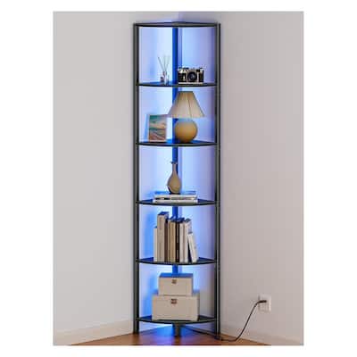 6 Tier Corner Shelf with LED Light Standing Shelf
