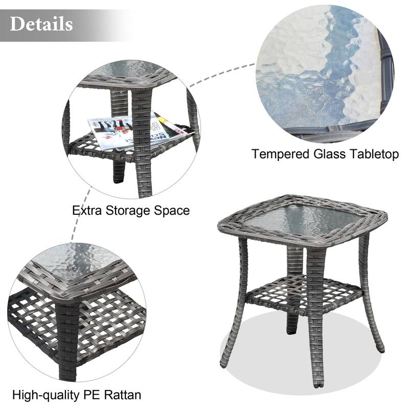 XIZZI 3-Piece Outdoor Wicker Patio Chair Set with Side Table