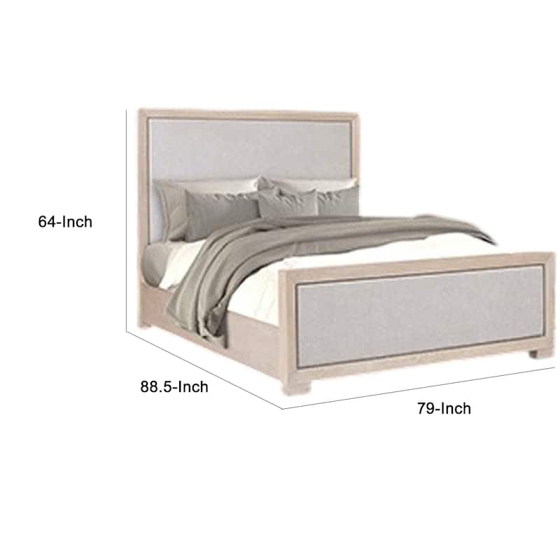 Kizie King Size Bed, Modern Upholstered Tawny Brown Gray Solid Wood